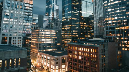 City skyline at night