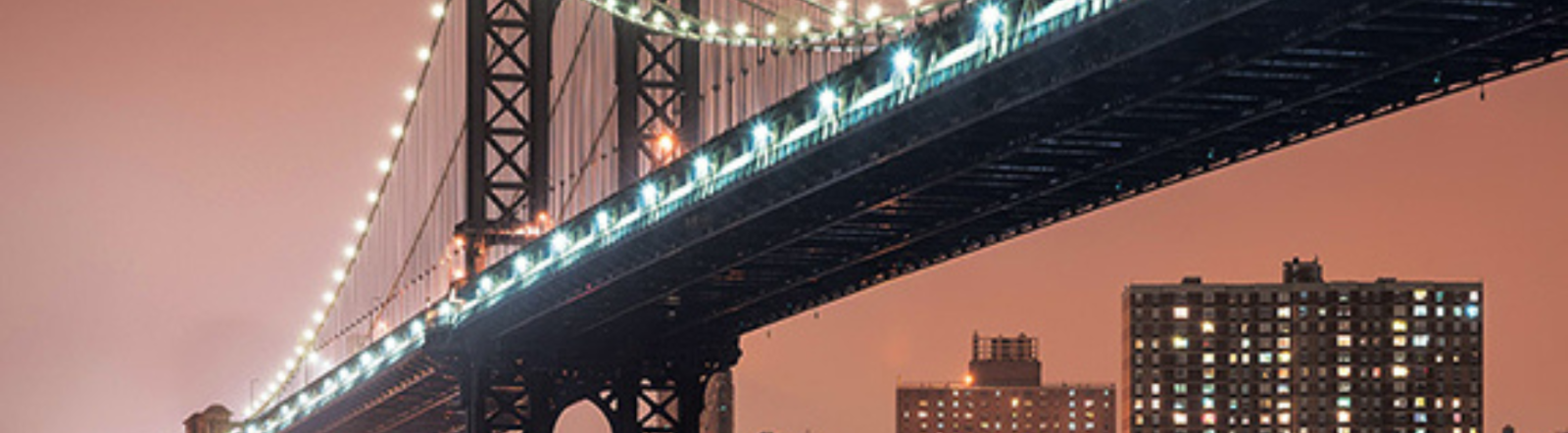 bridge at dusk with lights