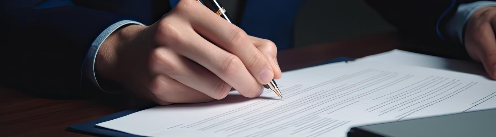 business person filling out paperwork