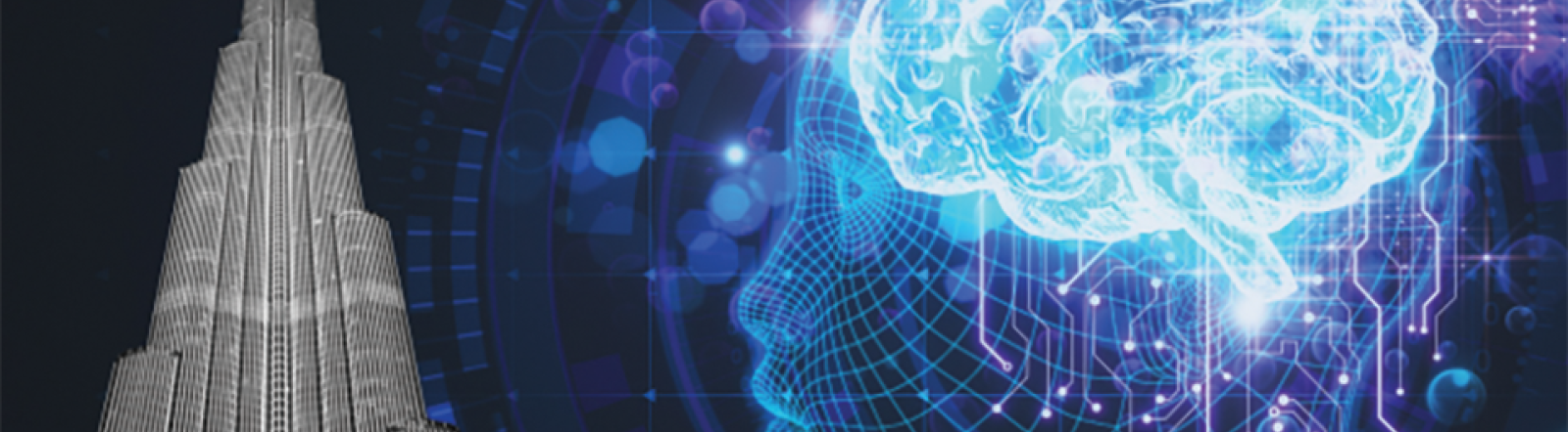 AI image with brain and skyscraper