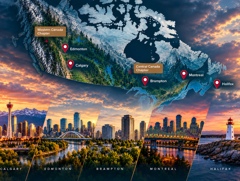 Canada Chapter location and Courses shown visually on a map